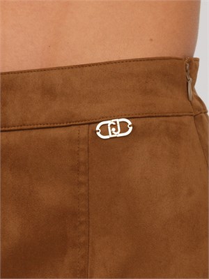 Gonna midi Liu Jo in tessuto cammello effetto camoscio in DONNA