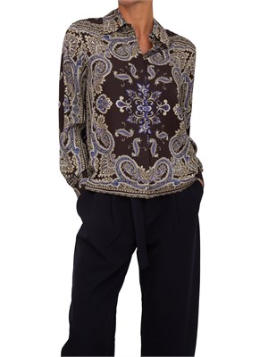 Camicia Liu Jo in twill di viscosa marrone con stampa all over in DONNA