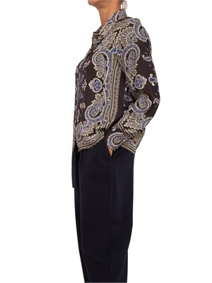 Camicia Liu Jo in twill di viscosa marrone con stampa all over in DONNA