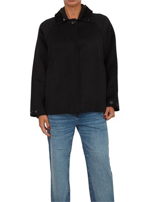 Cappotto corto Liu Jo donna in misto lana nero con paillettes su collo in DONNA