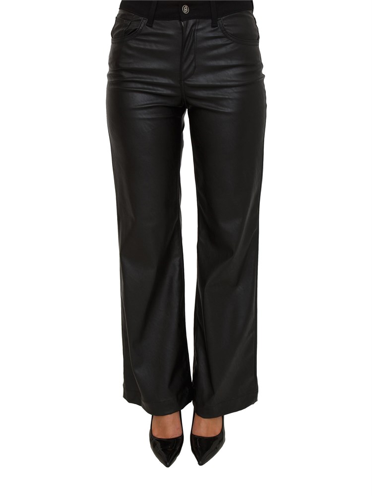 Pantaloni flare Liu Jo in tessuto spalmato effetto pelle nera