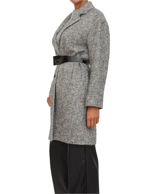 Cappotto Liu Jo donna in lana e alpaca grigia con lavorazione a spiga in DONNA