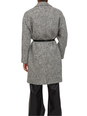 Cappotto Liu Jo donna in lana e alpaca grigia con lavorazione a spiga in DONNA