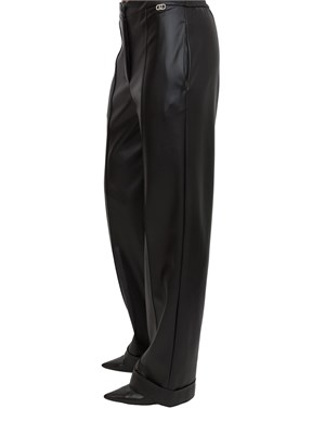 Pantaloni Liu Jo donna in tessuto spalmato effetto pelle nera in DONNA
