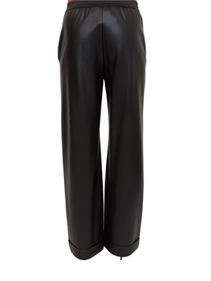 Pantaloni Liu Jo donna in tessuto spalmato effetto pelle nera in DONNA