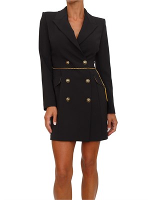 Abito Elisabetta Franchi in crêpe nero con catena gioiello in DONNA