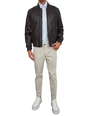 Giubbino bomber Liu Jo uomo in pelle marrone in UOMO