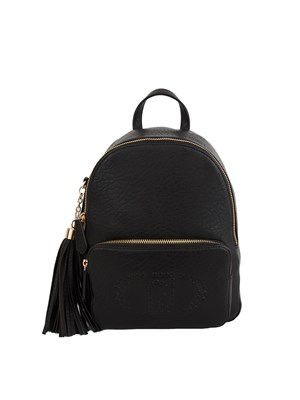 Zaino Liu Jo in ecopelle martellata nera con dettaglio frangia pendente in DONNA