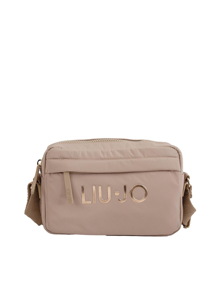 Borsa a tracolla Liu Jo in nylon beige con logo contrasto