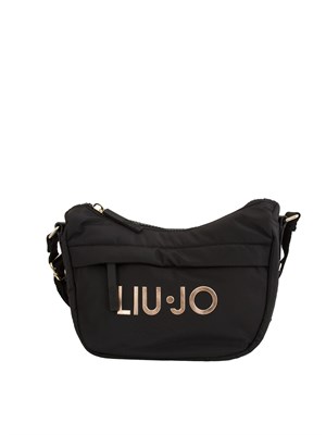 Borsa a tracolla Liu Jo in nylon nero con logo a contrasto in DONNA