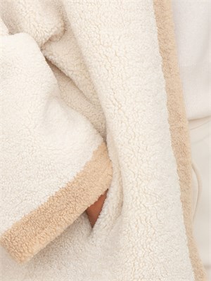 Giaccone Blugirl reversibile in tessuto scamosciato e pelliccia teddy beige in DONNA