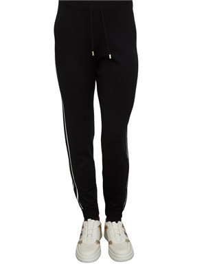 Pantaloni jogger Liu Jo donna in maglia nera con bande laterali in DONNA
