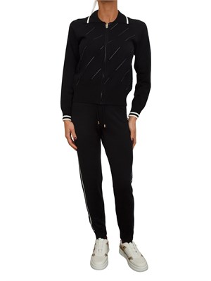 Pantaloni jogger Liu Jo donna in maglia nera con bande laterali in DONNA