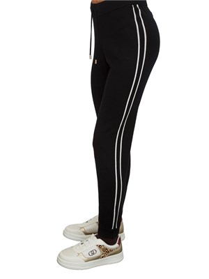 Pantaloni jogger Liu Jo donna in maglia nera con bande laterali in DONNA