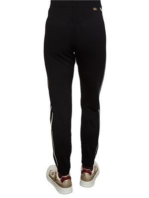Pantaloni jogger Liu Jo donna in maglia nera con bande laterali in DONNA