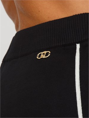 Pantaloni jogger Liu Jo donna in maglia nera con bande laterali in DONNA