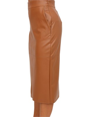 Gonna a tubino Elisabetta Franchi in ecopelle cuoio con ganci gioiello in DONNA