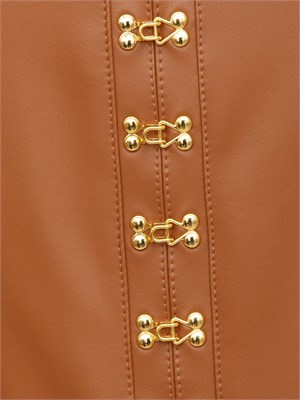 Gonna a tubino Elisabetta Franchi in ecopelle cuoio con ganci gioiello in DONNA