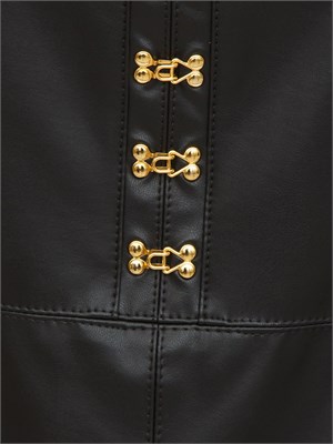 Gonna a tubino Elisabetta Franchi in ecopelle nera con ganci gioiello in DONNA