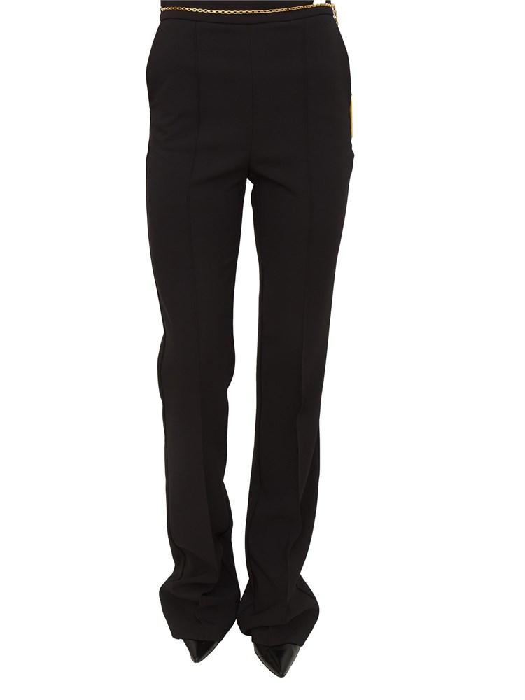Pantaloni Elisabetta Franchi in crêpe nero con cintura gioiello