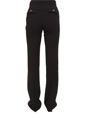 Pantaloni Elisabetta Franchi in crêpe nero con cintura gioiello in DONNA