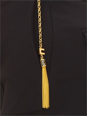 Pantaloni Elisabetta Franchi in crêpe nero con cintura gioiello in DONNA