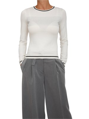 Maglia Liu Jo in misto viscosa bianco con strass e mini borchie in DONNA