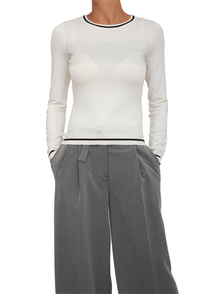 Maglia Liu Jo in misto viscosa bianco con strass e mini borchie