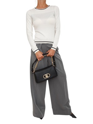 Maglia Liu Jo in misto viscosa bianco con strass e mini borchie in DONNA