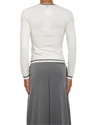 Maglia Liu Jo in misto viscosa bianco con strass e mini borchie in DONNA