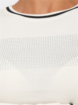 Maglia Liu Jo in misto viscosa bianco con strass e mini borchie in DONNA
