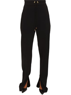 Pantaloni Elisabetta Franchi in crêpe nero con coulisse in DONNA