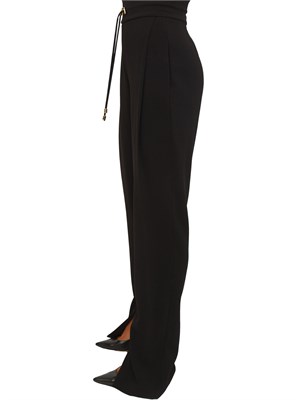 Pantaloni Elisabetta Franchi in crêpe nero con coulisse in DONNA