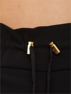 Pantaloni Elisabetta Franchi in crêpe nero con coulisse in DONNA