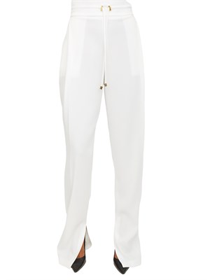 Pantaloni Elisabetta Franchi in crêpe avorio con coulisse in DONNA