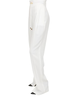 Pantaloni Elisabetta Franchi in crêpe avorio con coulisse in DONNA