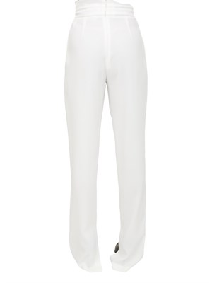 Pantaloni Elisabetta Franchi in crêpe avorio con coulisse in DONNA