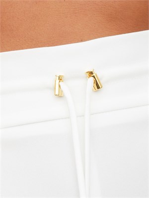 Pantaloni Elisabetta Franchi in crêpe avorio con coulisse in DONNA