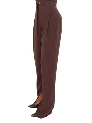 Pantaloni Elisabetta Franchi in crêpe bordeaux con coulisse in DONNA