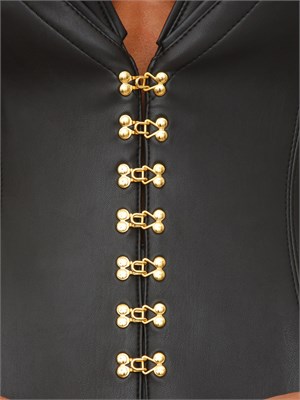 Giacca Elisabetta Franchi in ecopelle nera con ganci gioiello in DONNA