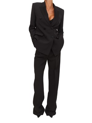 Pantaloni Elisabetta Franchi in crêpe nero con dettagli smoking in DONNA