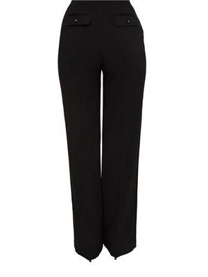 Pantaloni Elisabetta Franchi in crêpe nero con dettagli smoking in DONNA