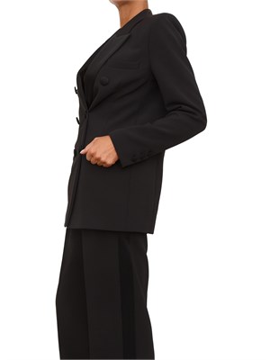 Giacca Elisabetta Franchi in crêpe nero con dettagli in raso in DONNA