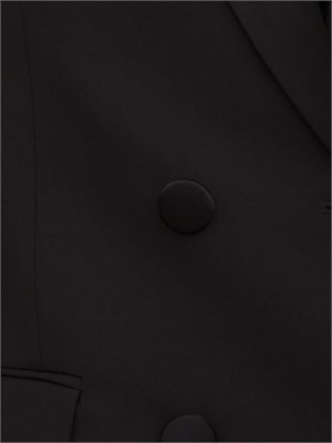 Giacca Elisabetta Franchi in crêpe nero con dettagli in raso in DONNA