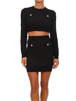 Top Elisabetta Franchi in maglia nera con paillettes in DONNA