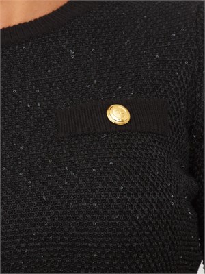 Top Elisabetta Franchi in maglia nera con paillettes in DONNA
