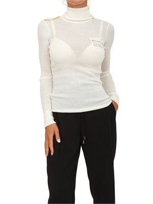 Maglia dolcevita Elisabetta Franchi in lana avorio in DONNA
