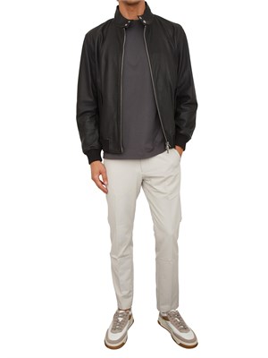 Giubbino uomo Boss in pelle nera in UOMO