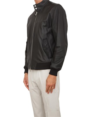 Giubbino uomo Boss in pelle nera in UOMO