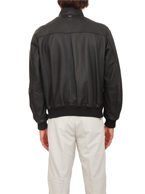 Giubbino uomo Boss in pelle nera in UOMO
